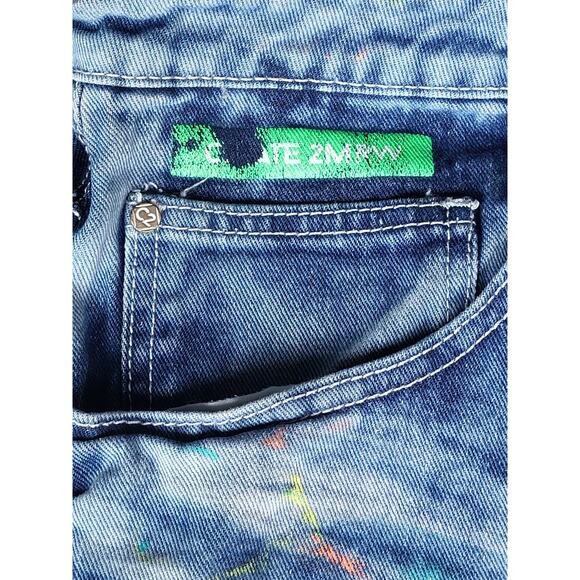 Create 2MRW Distressed Paint Spatter Jeans Shorts Men 42 NWOT Torn Embellished - Picture 2 of 15